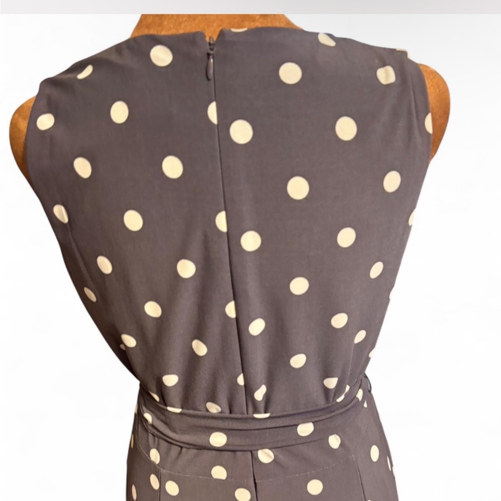 Anne Klein Gray and White Polka Dot Midi Dress - Picture 4 of 8